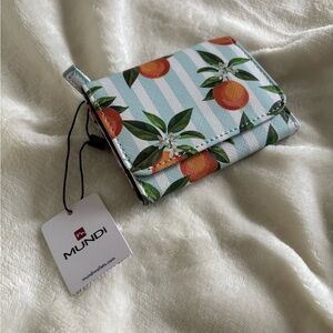 Mundi Orange and Green Wallet with Orange Design